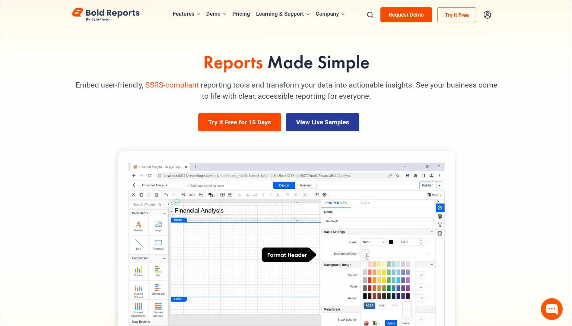 BoldReports for analytics and reporting