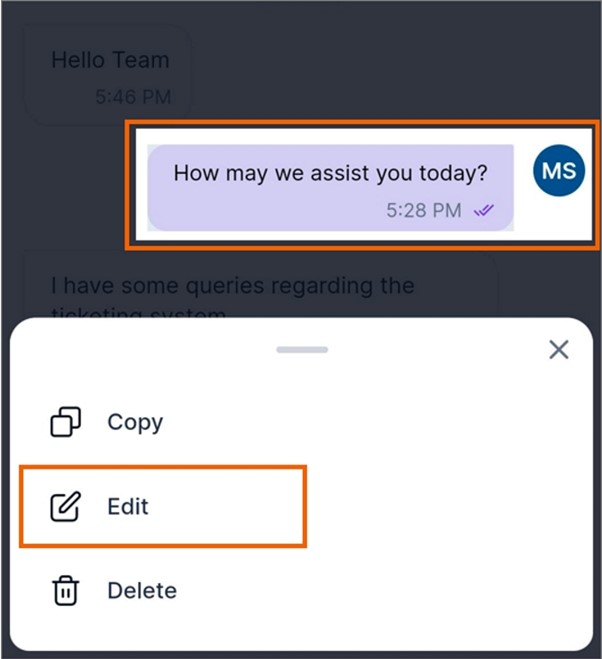 Live chat release: Edit feature