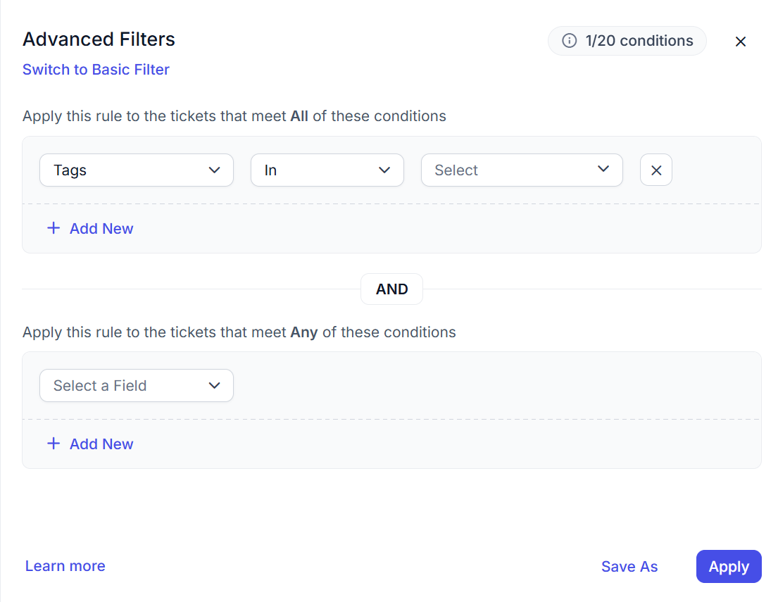 Advanced Ticket Filters Based on Tags