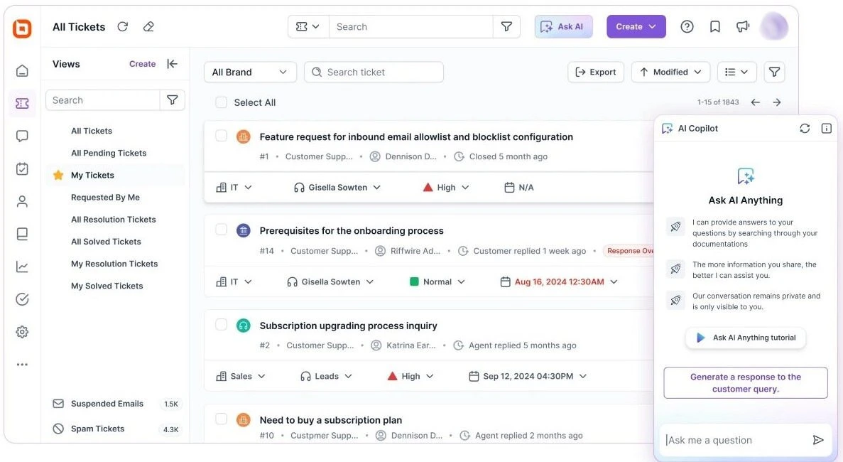 Email ticketing system for out of office message