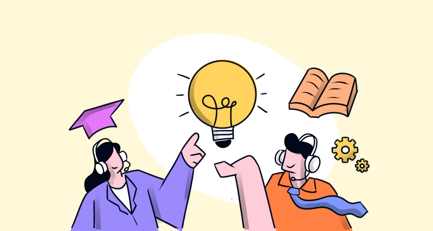 Illustration of an internal knowledge base enabling employee collaboration and centralized knowledge management.