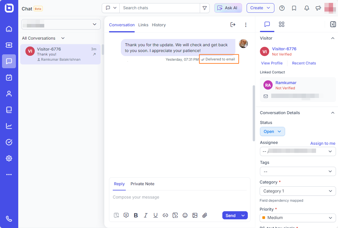 Live chat release: Inbound email support
