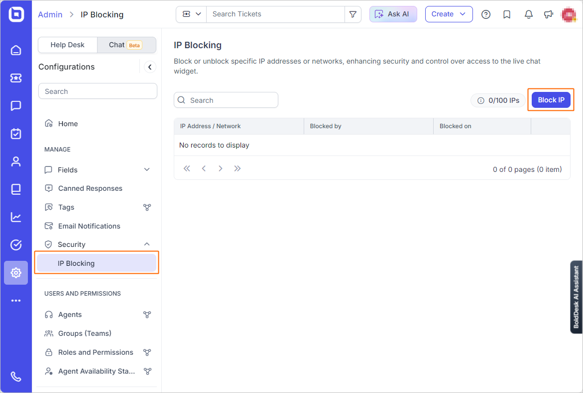 Live chat release: IP blocking