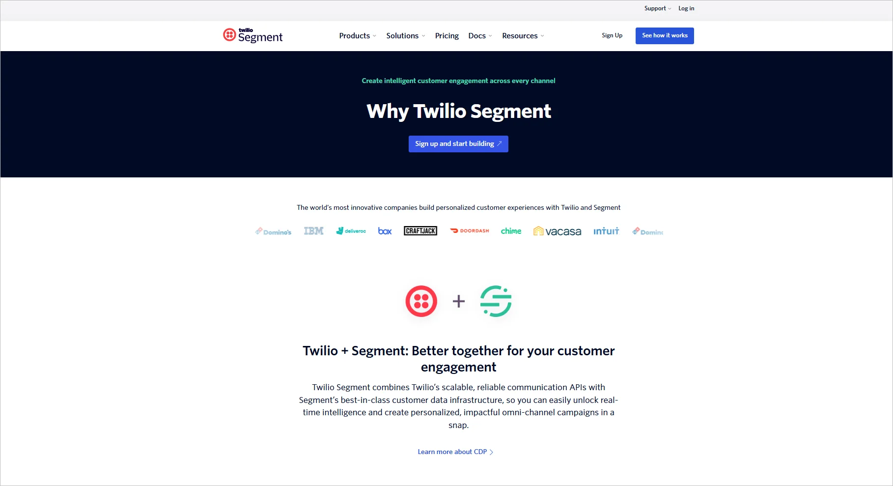 Twilio Segment Home Page