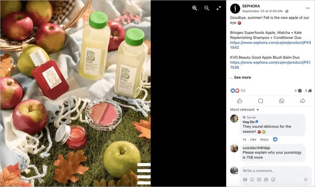 Sephora messages shared on social media