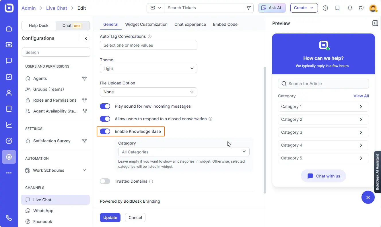 KB Feedback support 