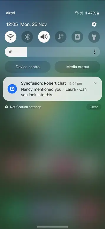 Push notification support for @Mentions