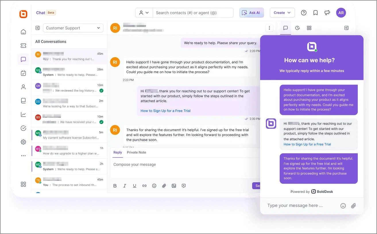 Live chat customer service technology