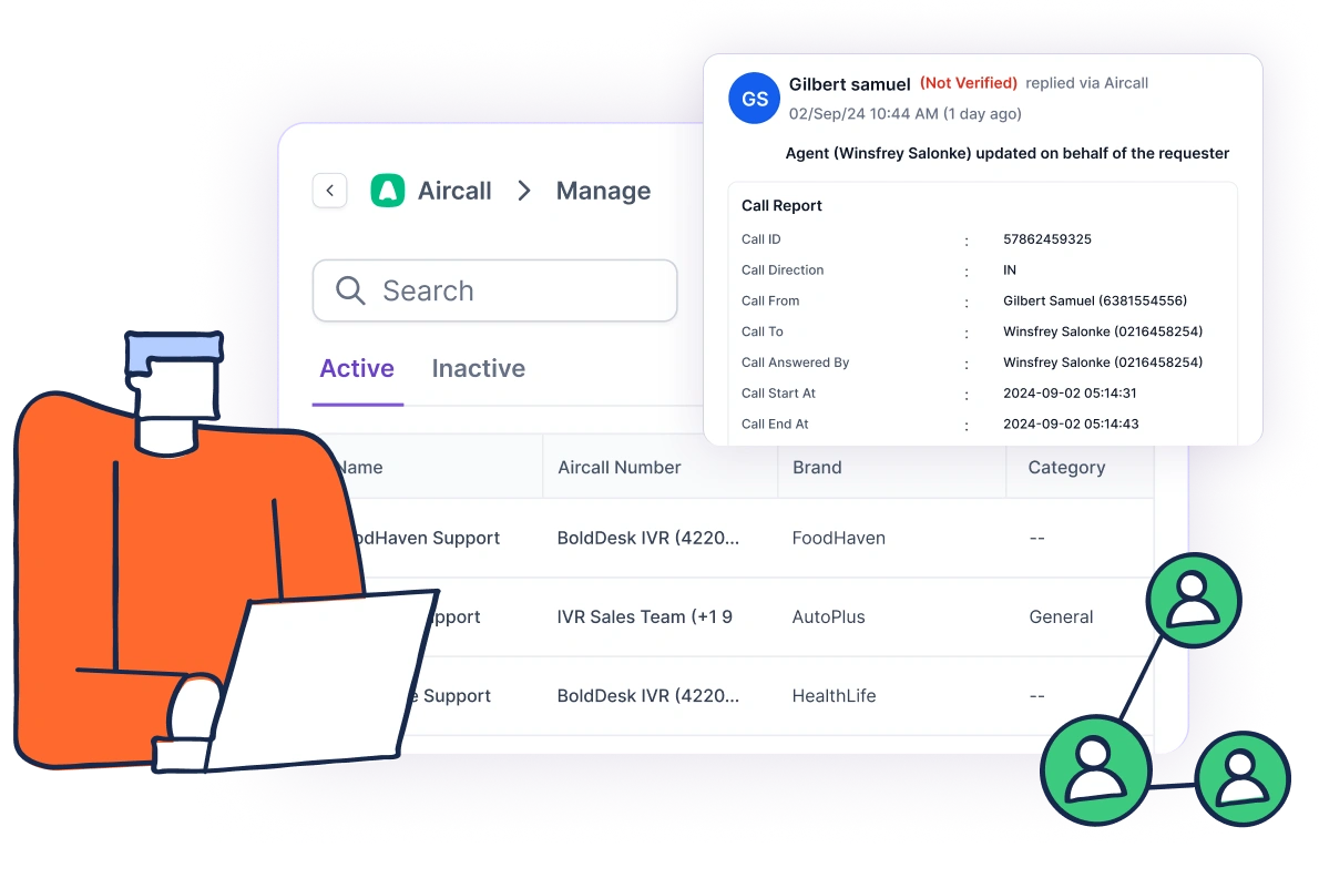 Link Aircall IVR numbers for ticket creation and faster resolution.