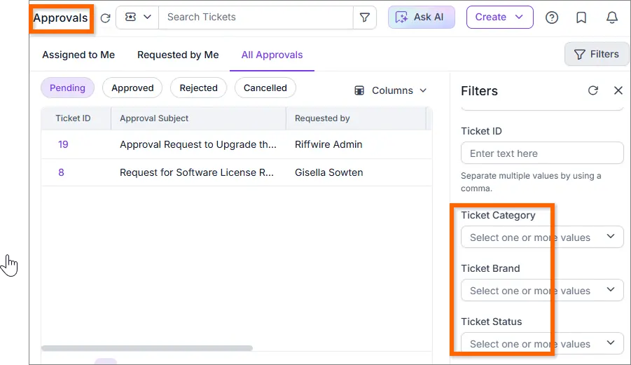 Enhancements in the Approval Module 