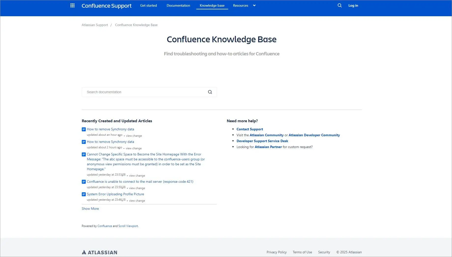 Confluence knowledge base example