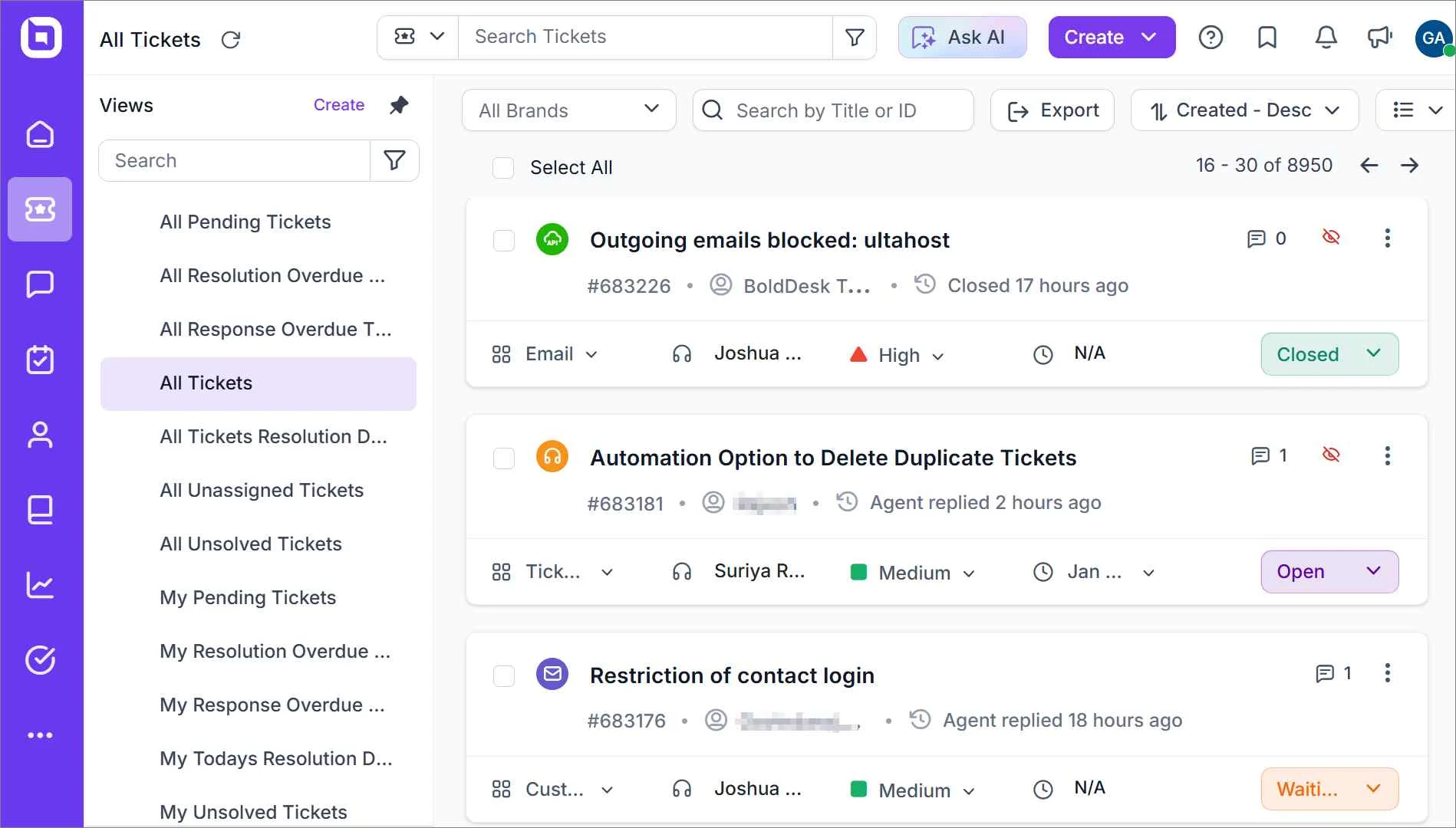 BoldDesk's Ticketing System