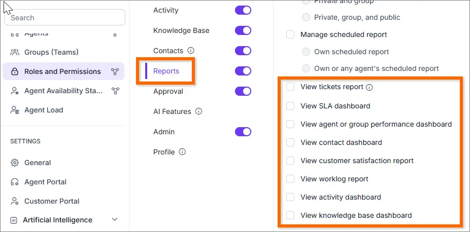 Granular Report & Dashboard Permissions