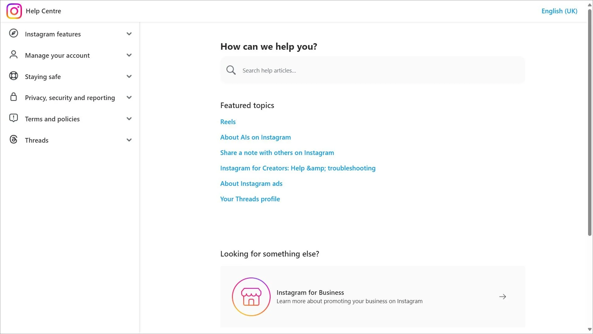 Instagram knowledge base example