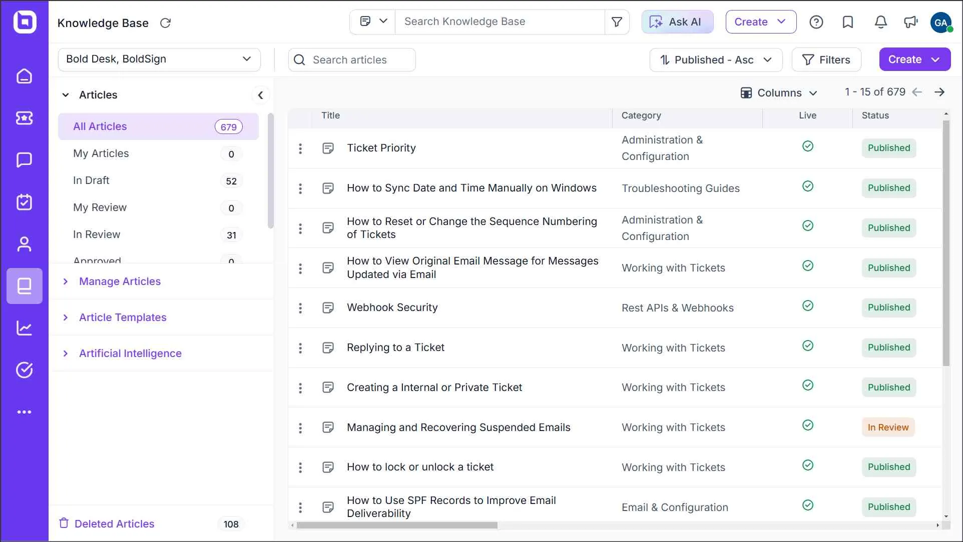BoldDesk’s Knowledge Base