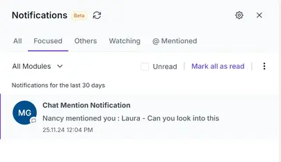 Push notification support for @Mentions