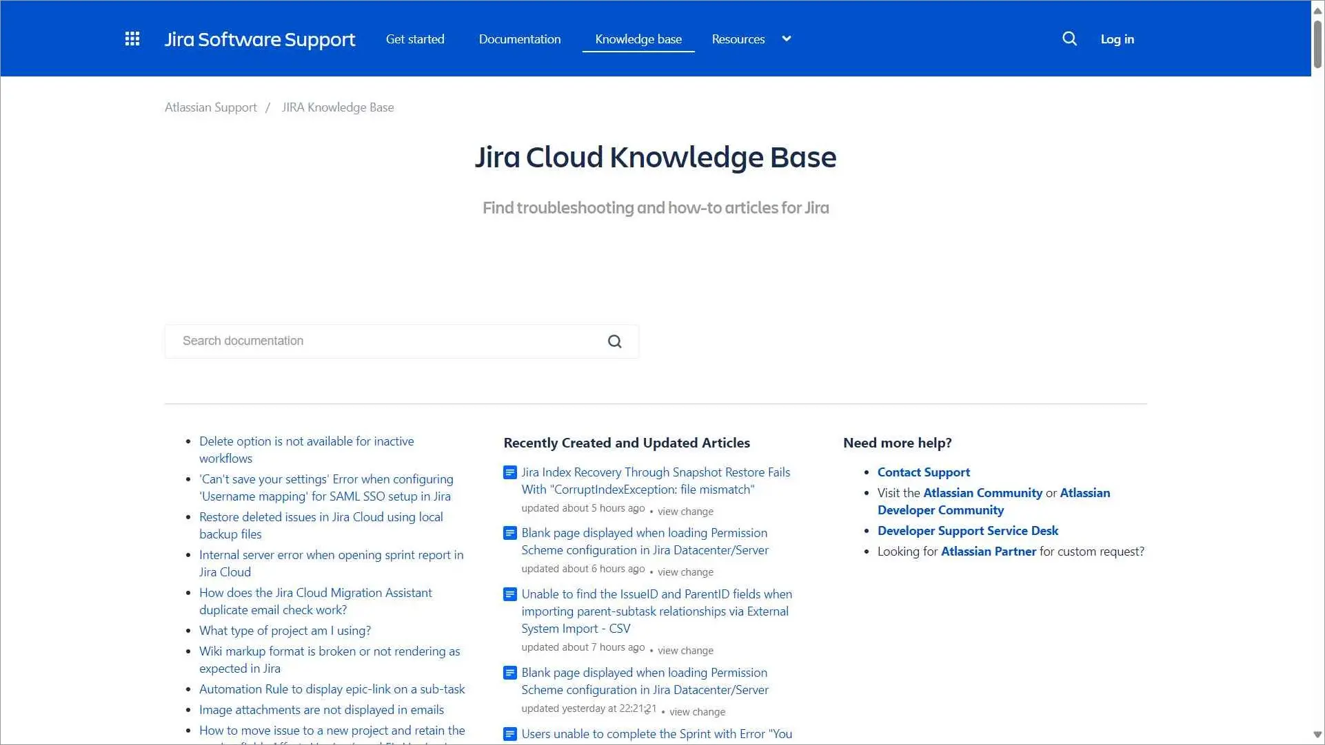 Jira knowledge base examples