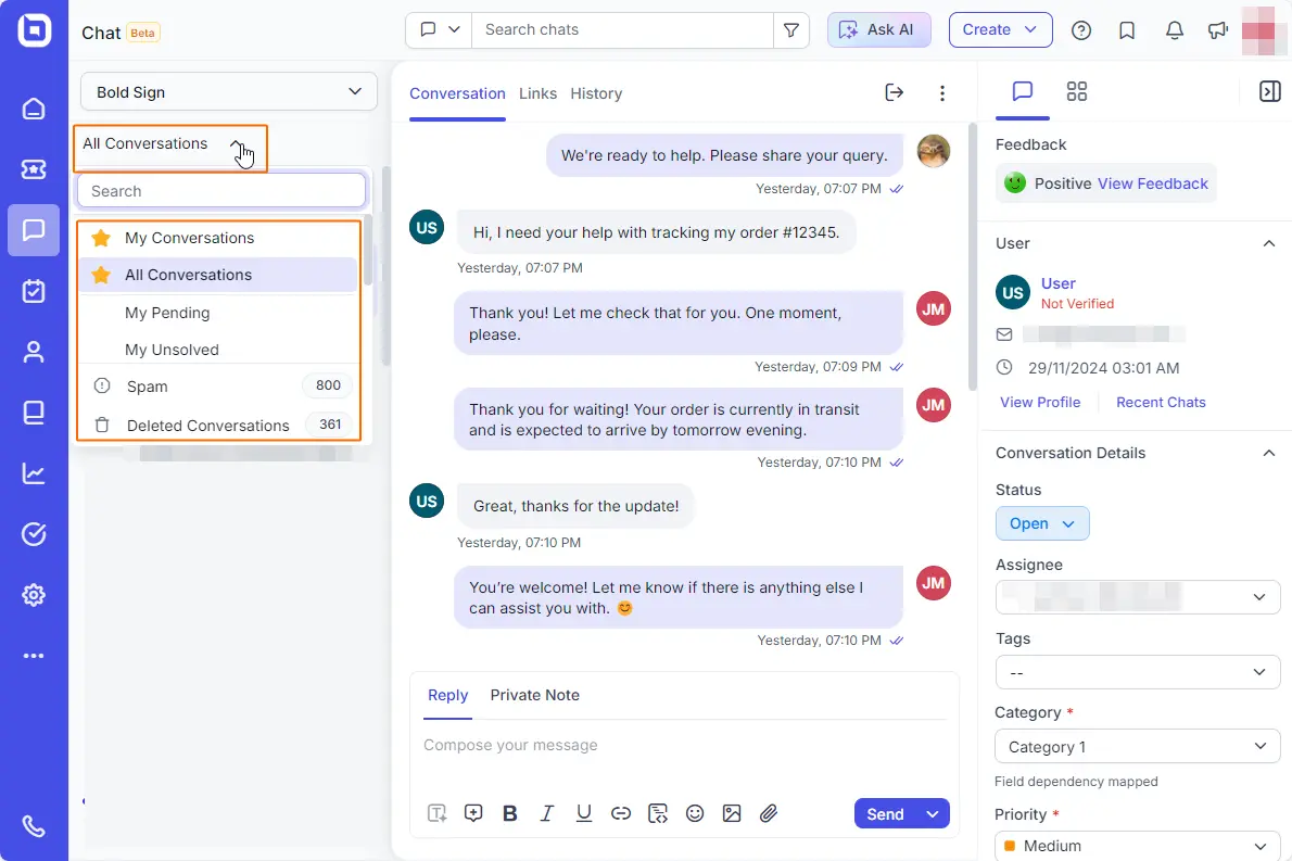 All-in-one conversation view