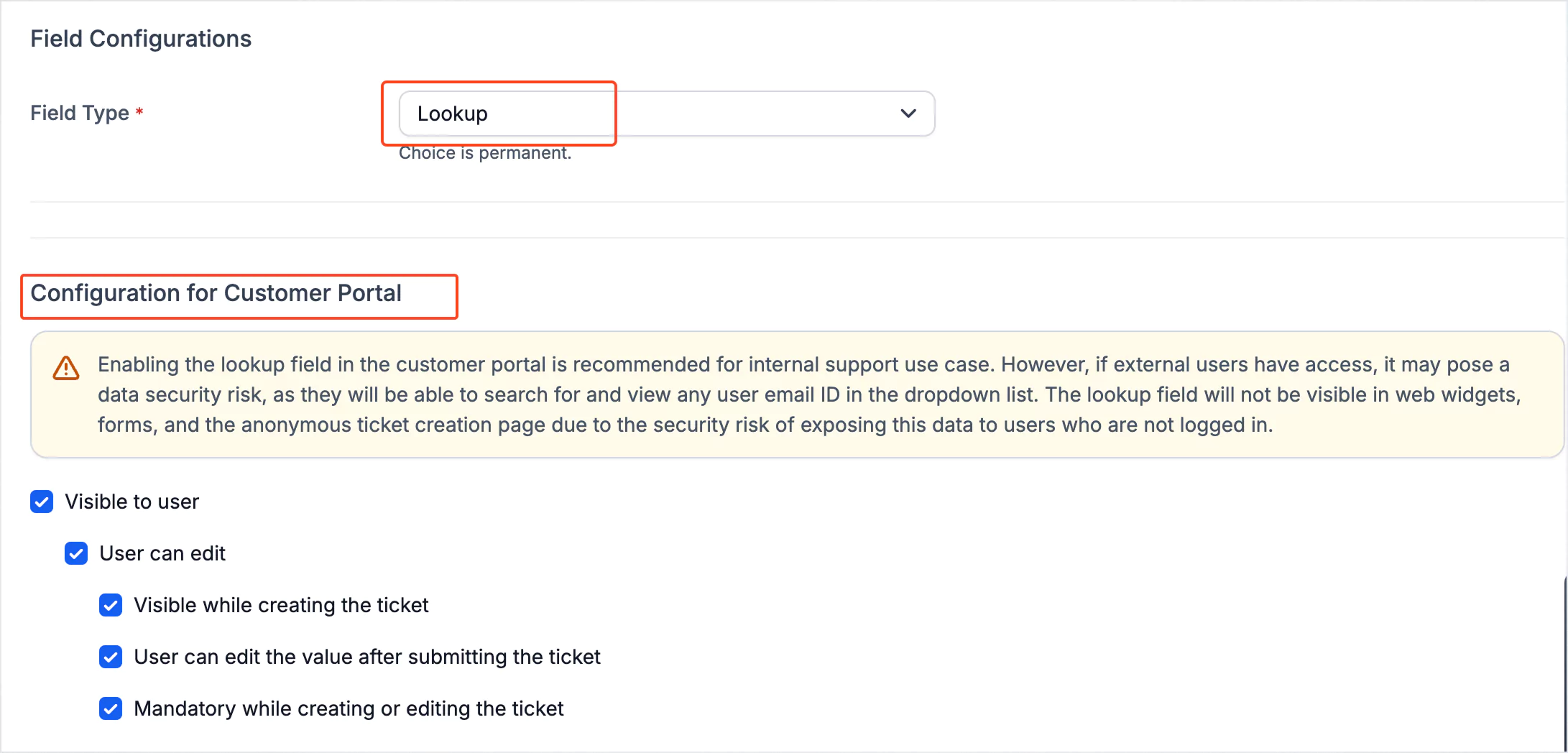 Lookup field support has been added to the customer portal
