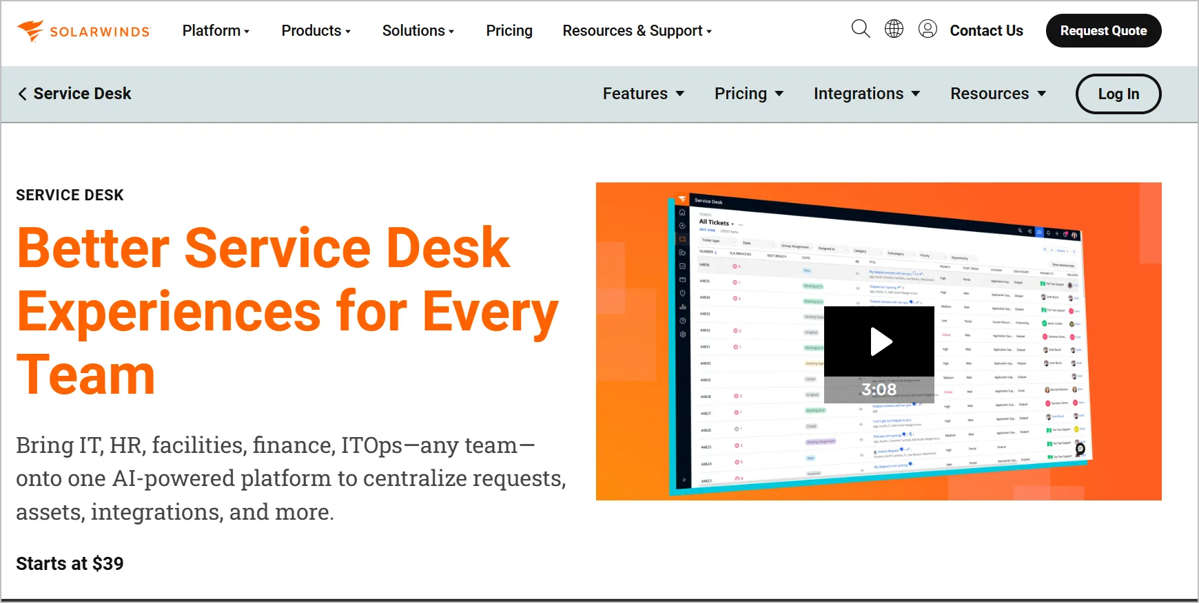 Solarwinds help desk software
