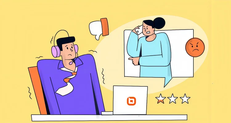 Illustration showing an agent dealing with an angry customer.