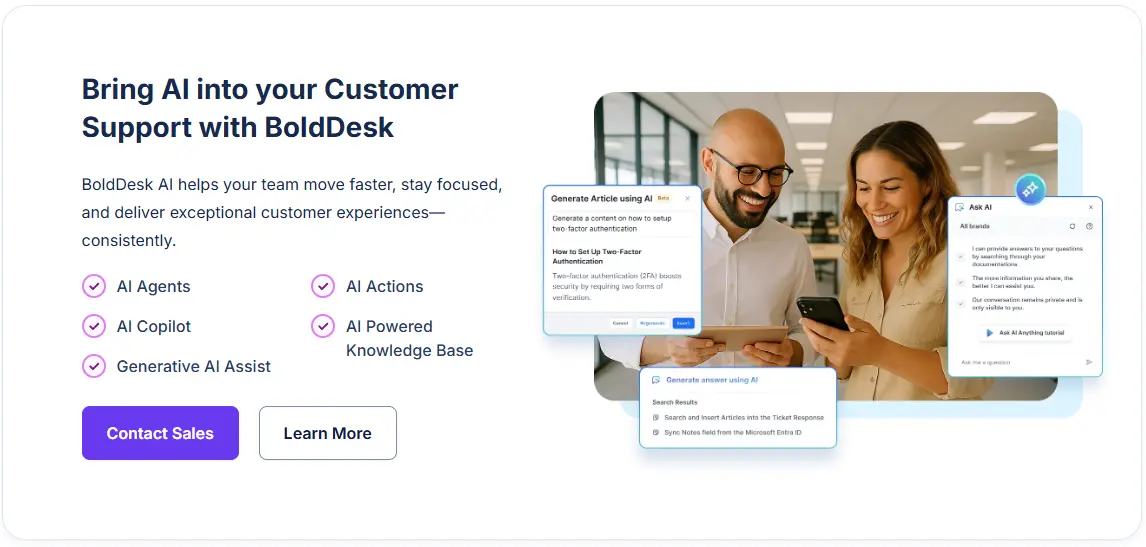 AI Copilot and AI Agent add-ons in BoldDesk