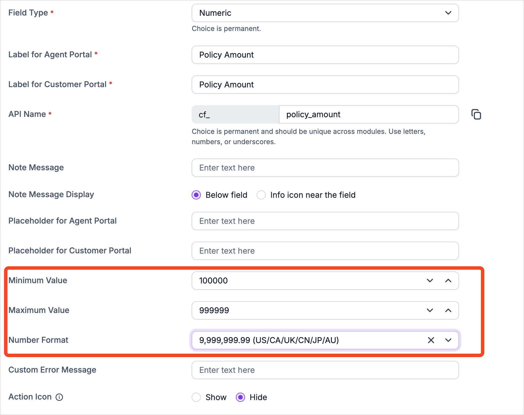 Decimal and numeric for custom fields