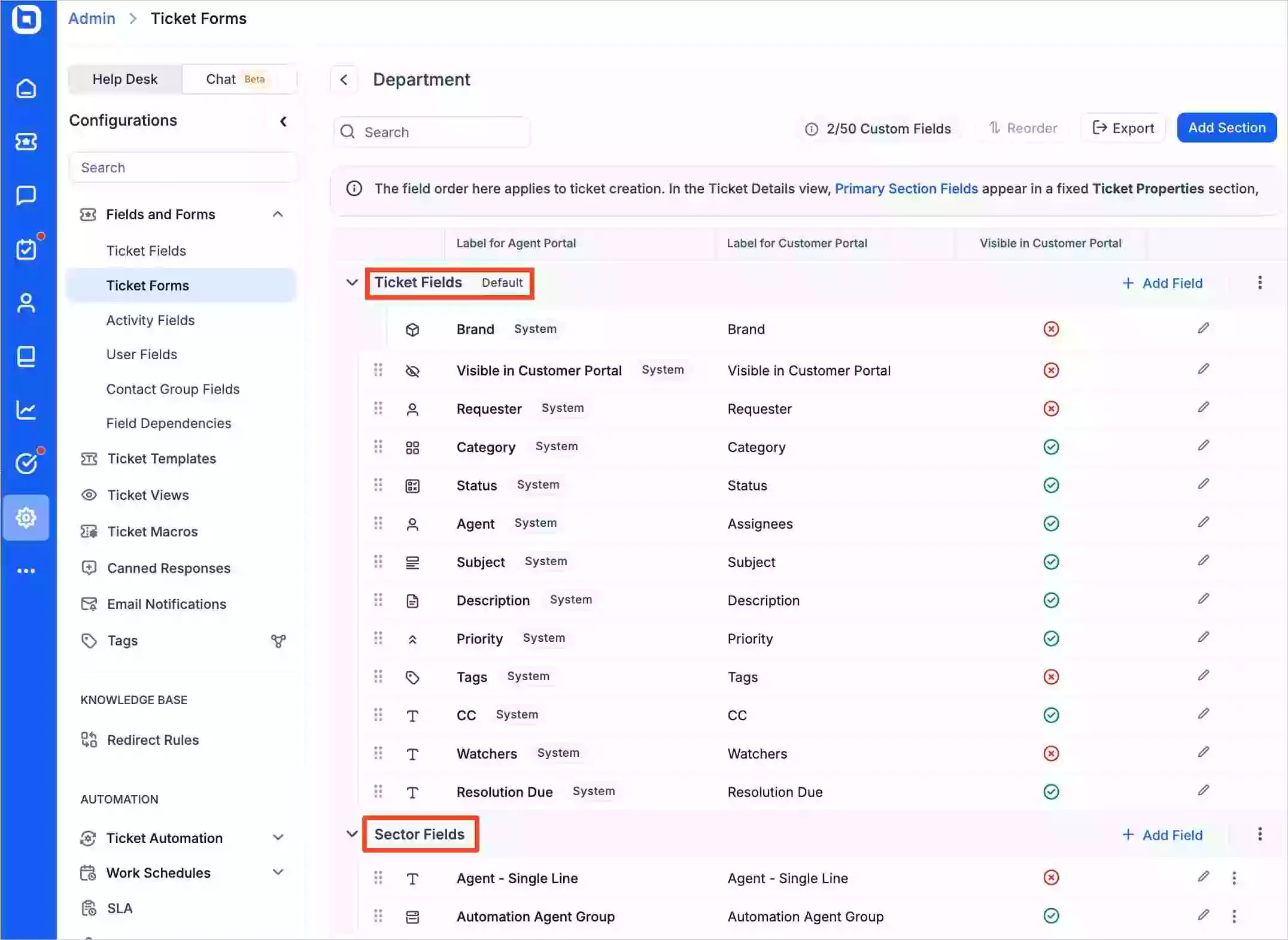 Ticket Forms in ticket fields