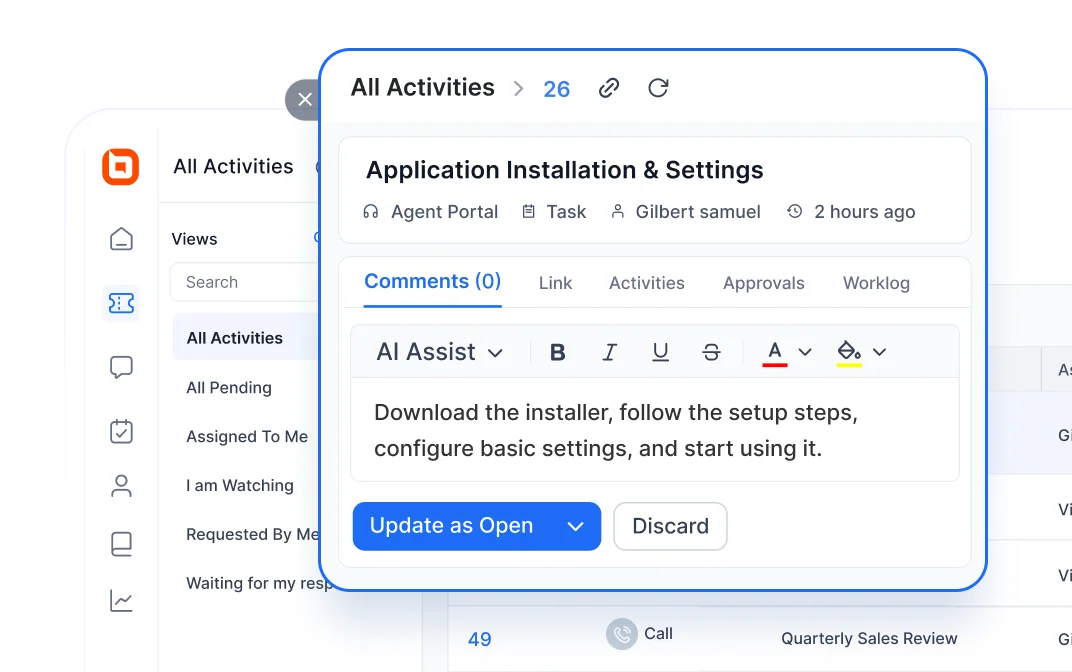 Quick Preview in task management system