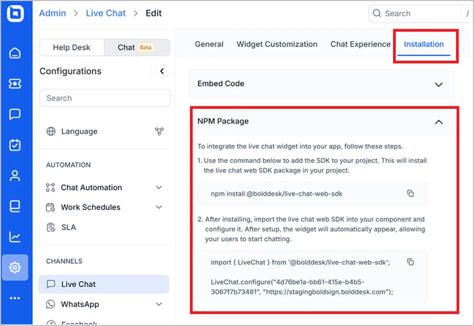 Web SDK support