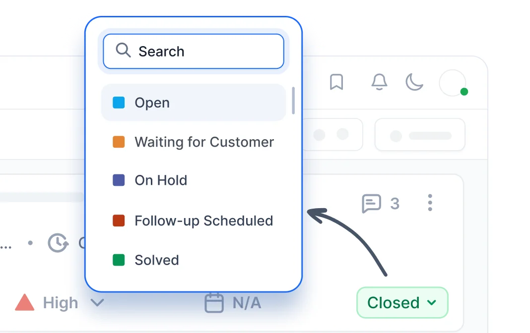 Status tracking in task management system
