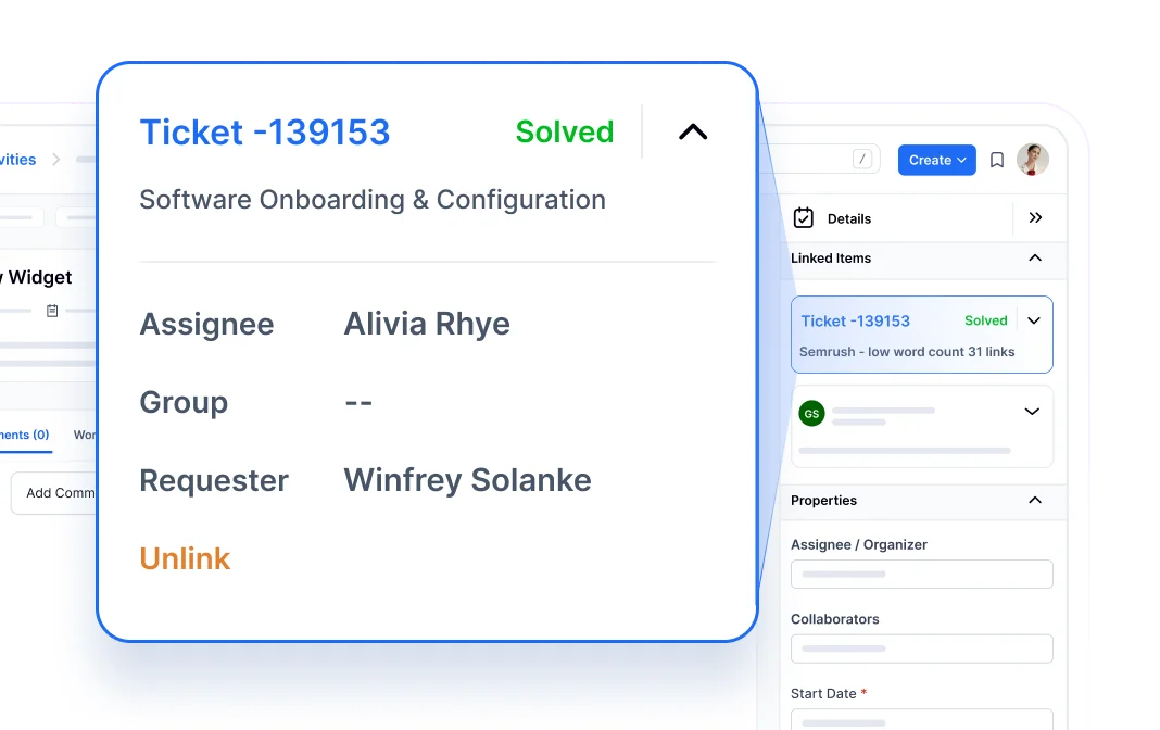 Link items in task management system
