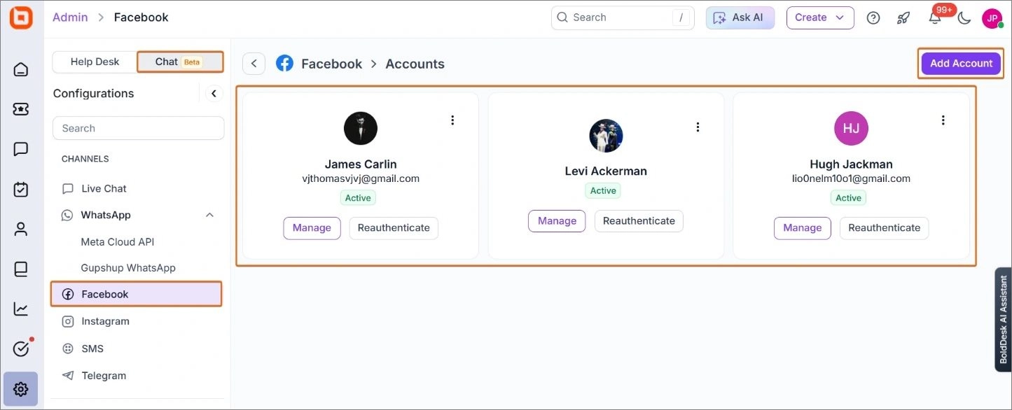 Multi-login support for Facebook