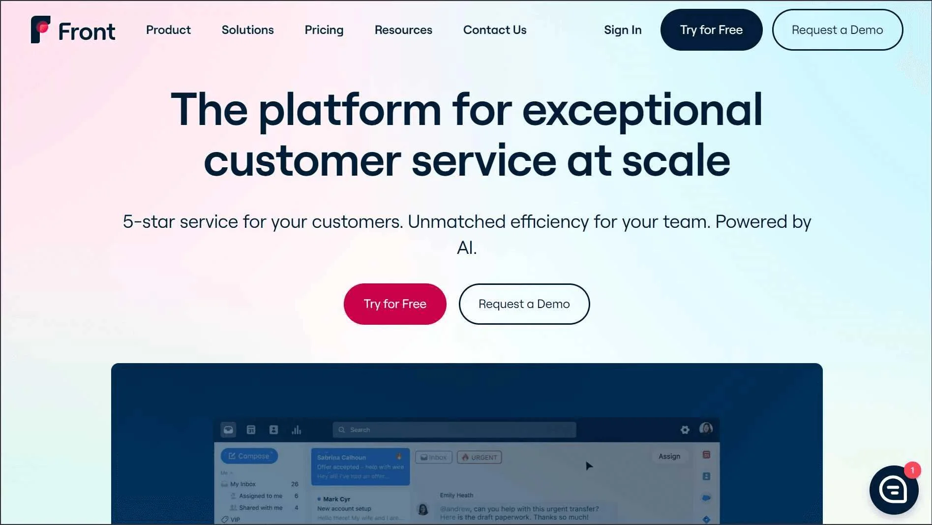 Front cloud-based help desk