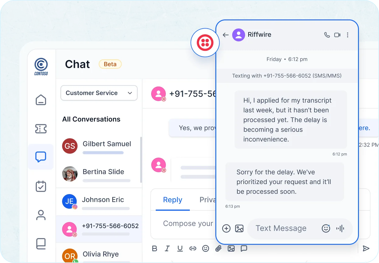 SMS in complaint management software to convert messages into tickets and resolve issues