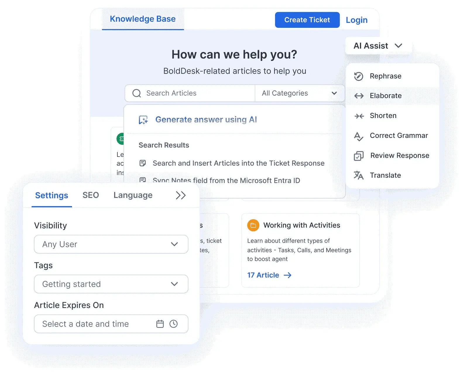 Predictive Analytics in Customer Service in Action with BoldDesk's Knowledge Base AI Search Feature