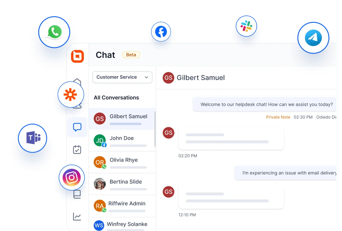 Internal help desk software with multichannel support via email and customer portal