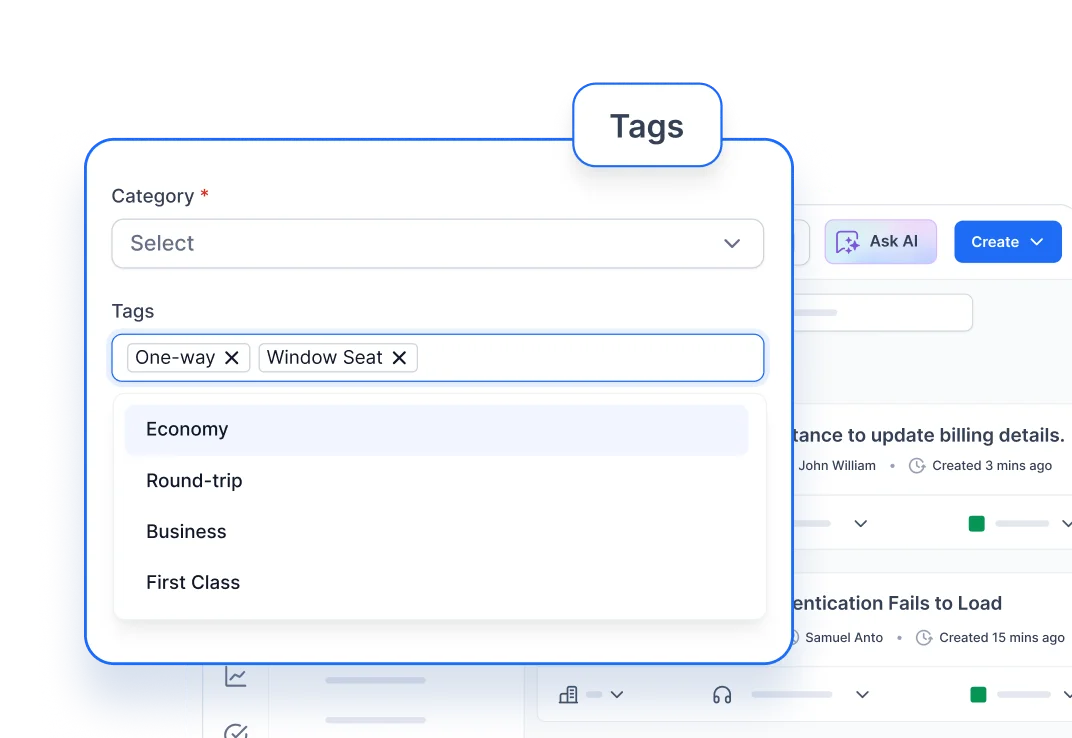 Tagging in internal help desk software to organize and add context to support tickets