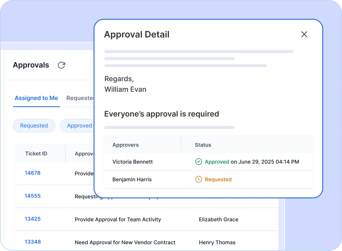 Internal help desk software: Approvals for smart flows and eliminating bottlenecks.