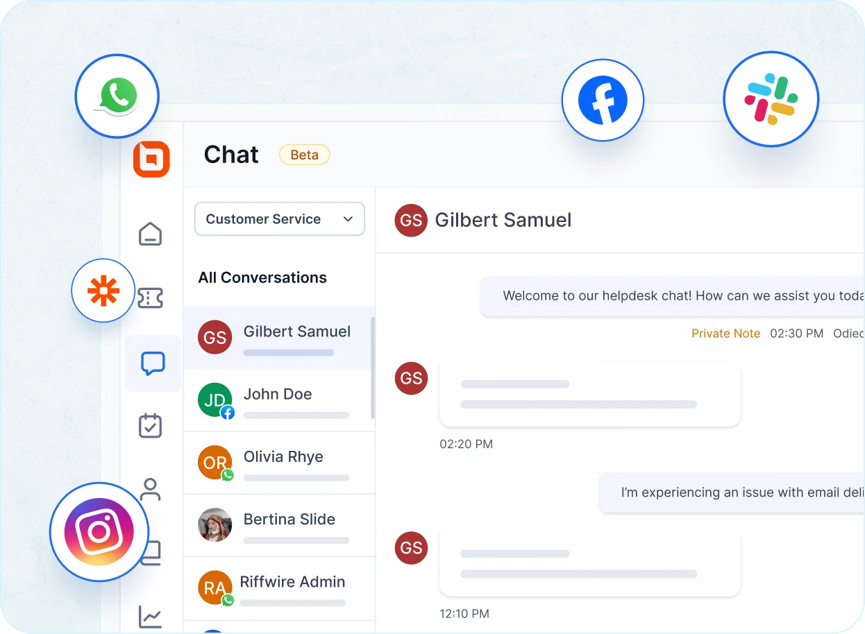 In omnichannel web help desk software, bring email, chat, and social media into one interface.