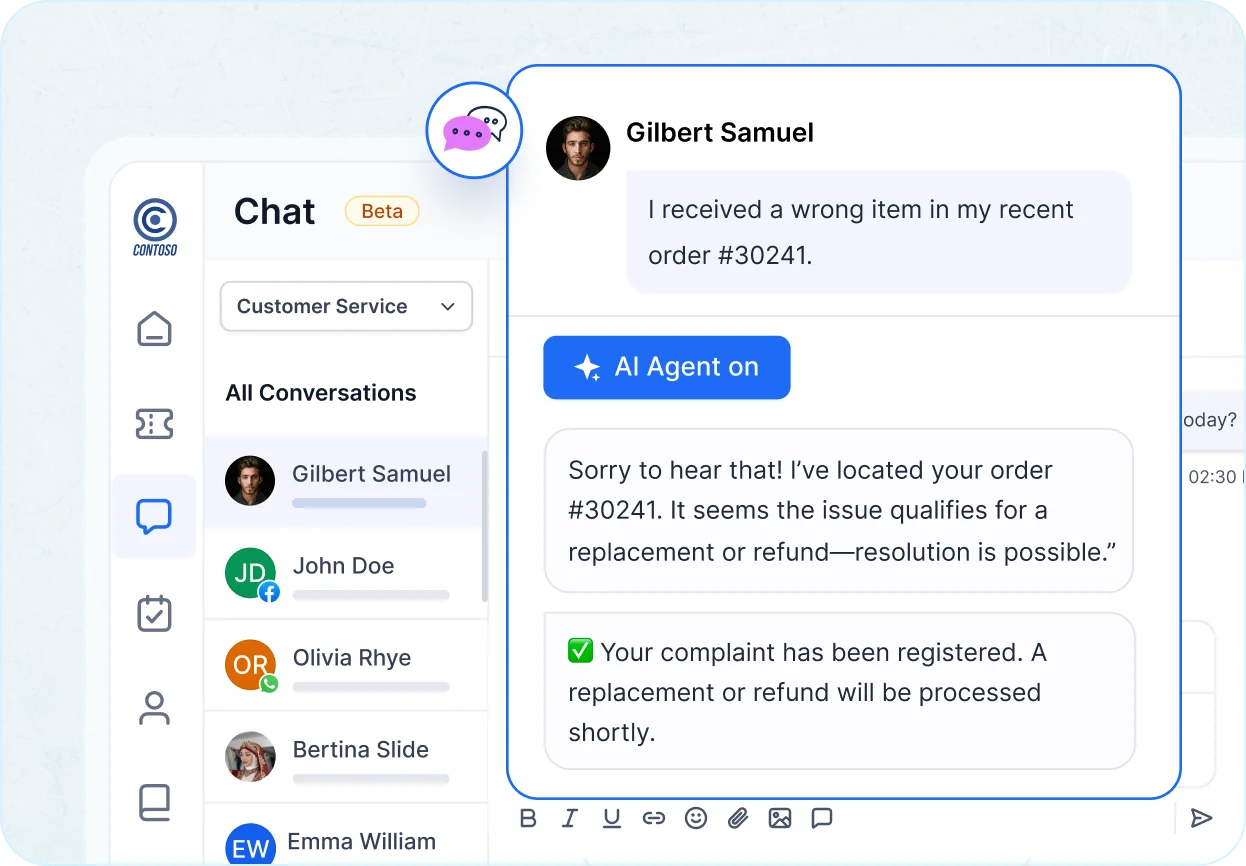 Live chat in complaint management software for real-time, personalized complaint help.