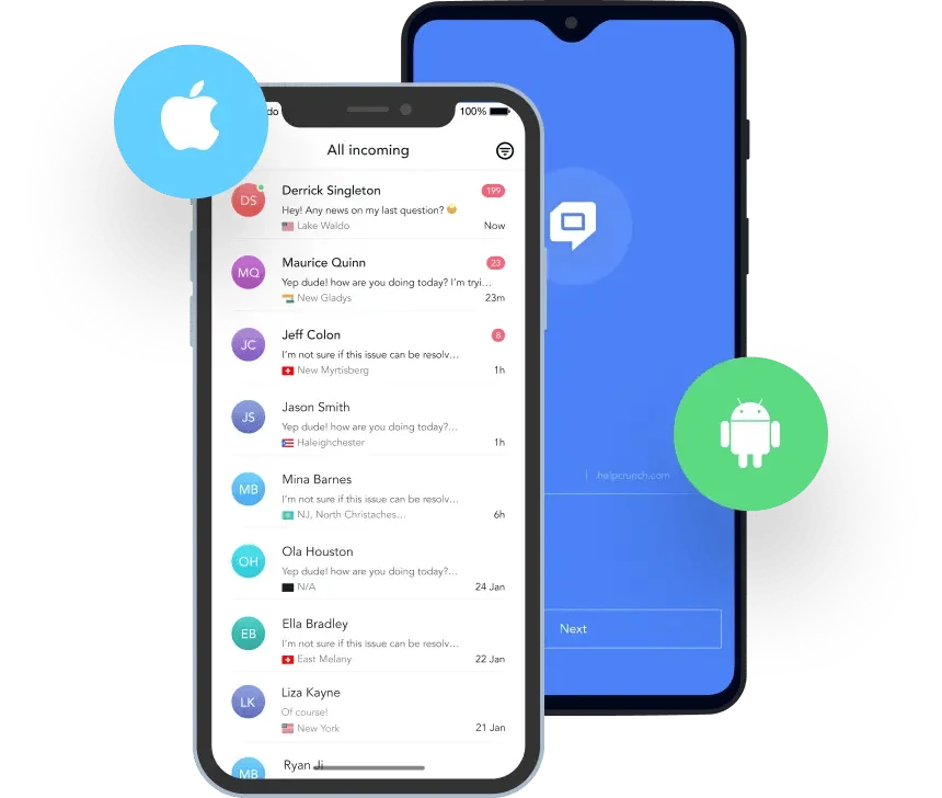 Helpcrunch live chat mobile app
