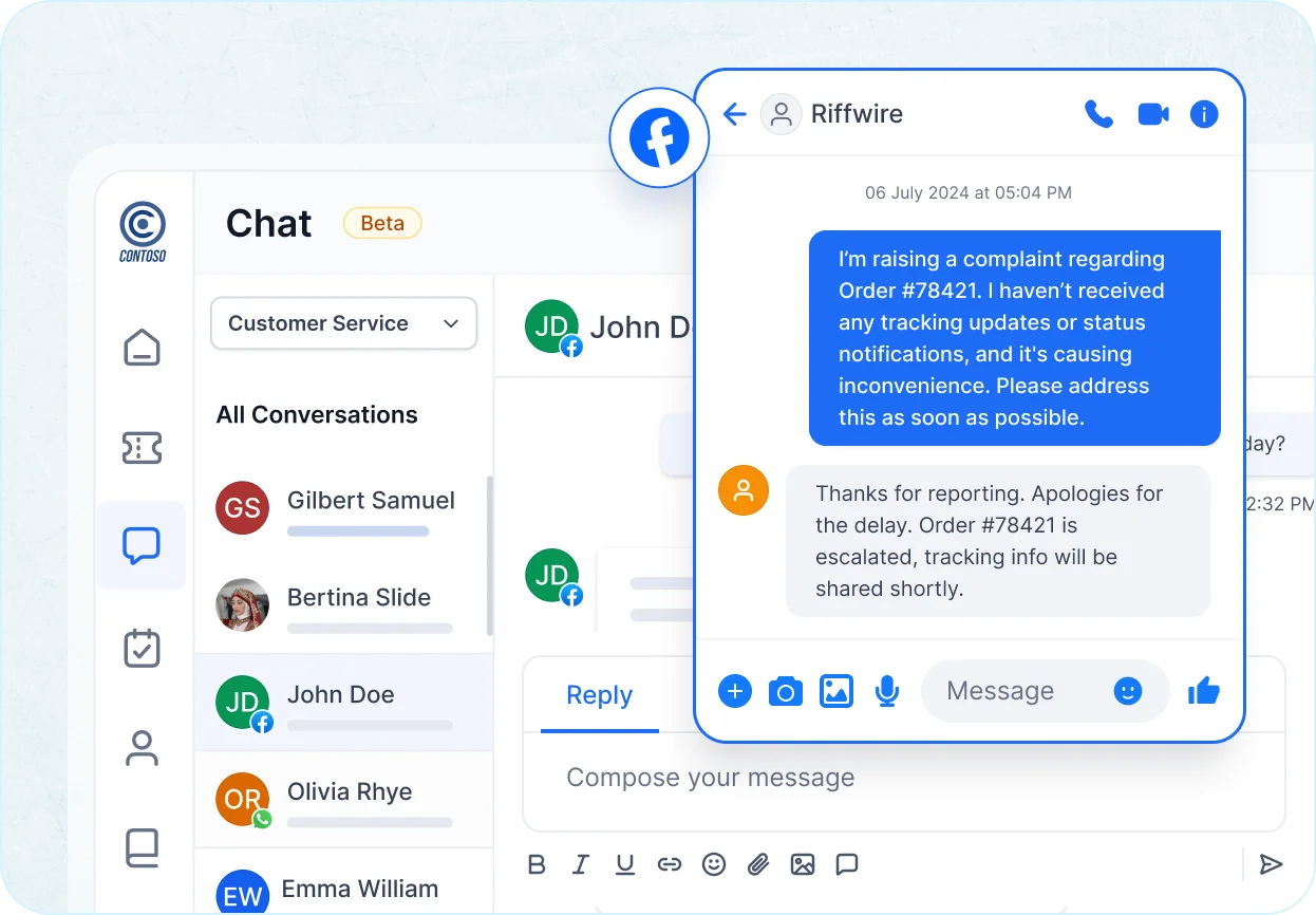 Facebook + Comments in complaint management software to capture and manage sentiment.