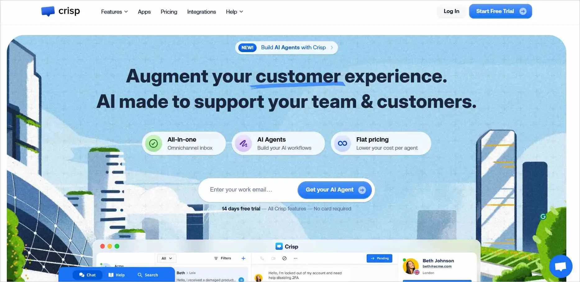 A screenshot of Crisp AI software homepage