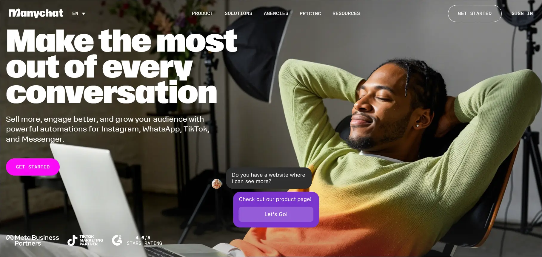 Social messaging automation platform promoting hands‑free workflows that simplify engagement for marketing teams.