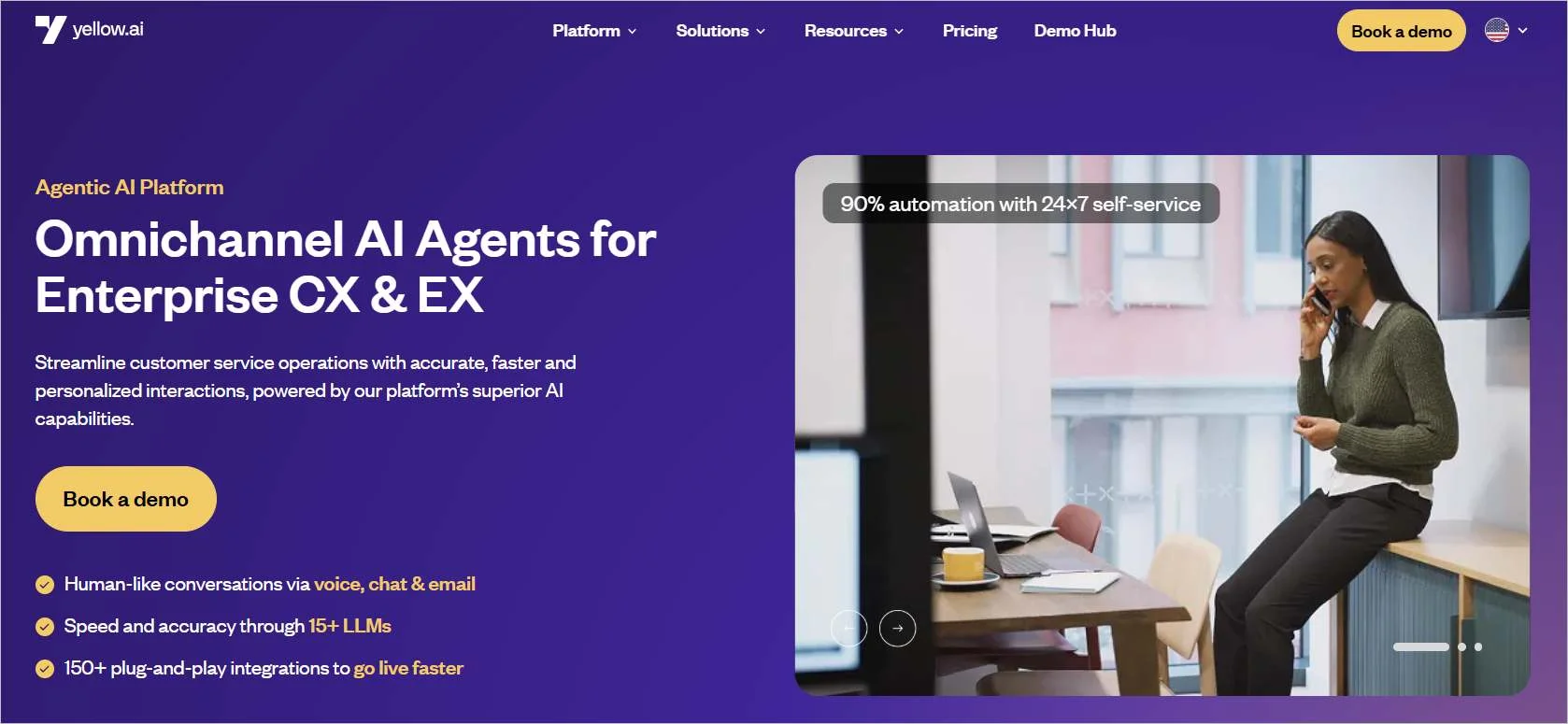 Yellow.ai omnichannel AI agents platform as a Chatbase alternative