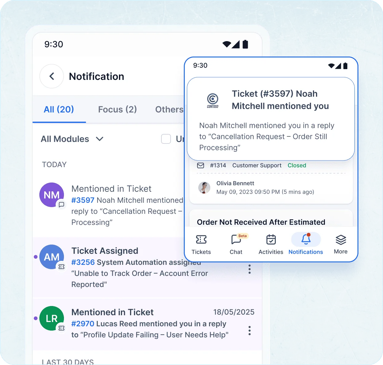 Mobile help desk: Stay alert with mobile notifications for ticket updates.