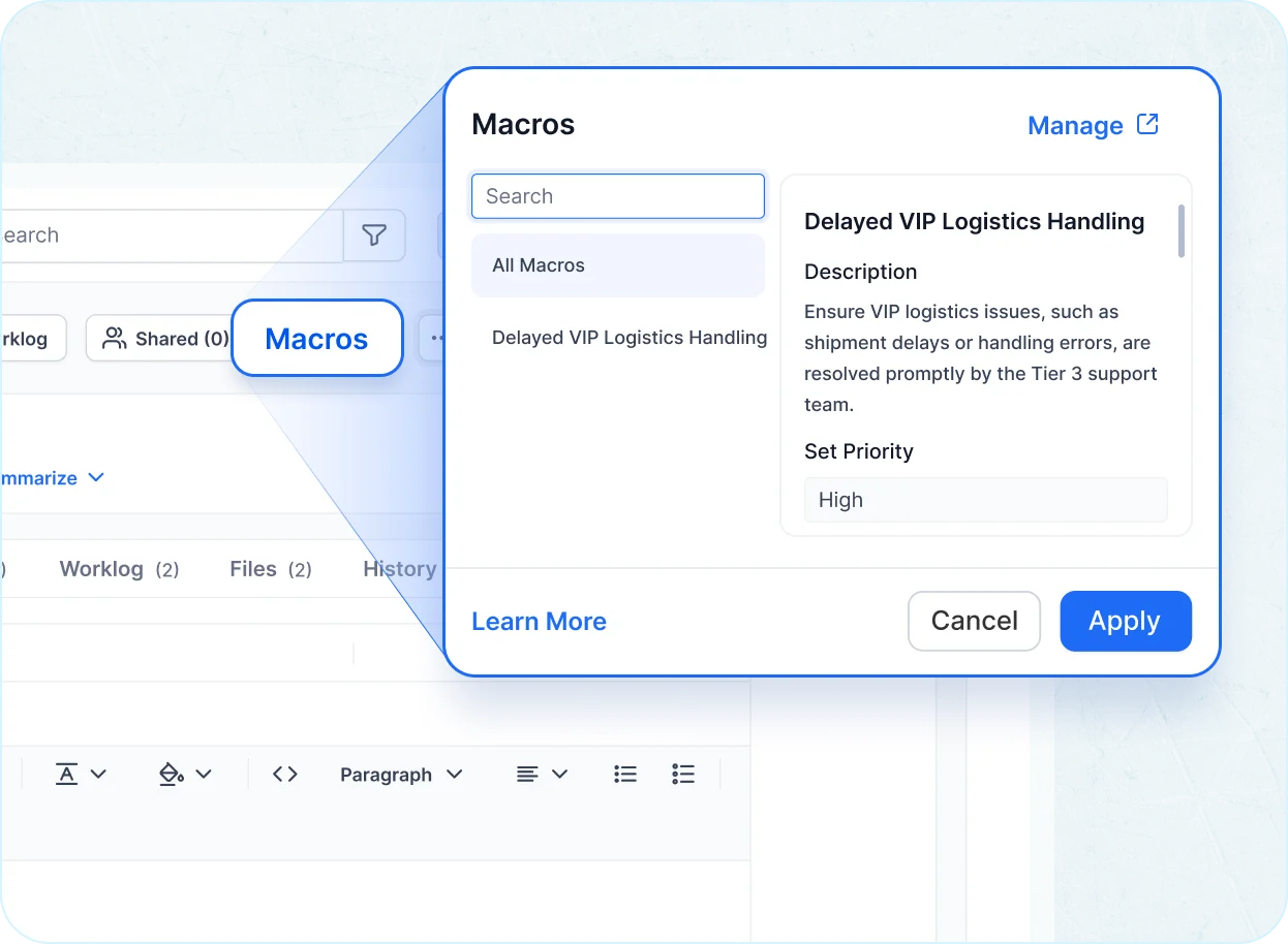 Macros in complaint management software to close complaints fast with a single click