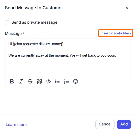 send message to customer