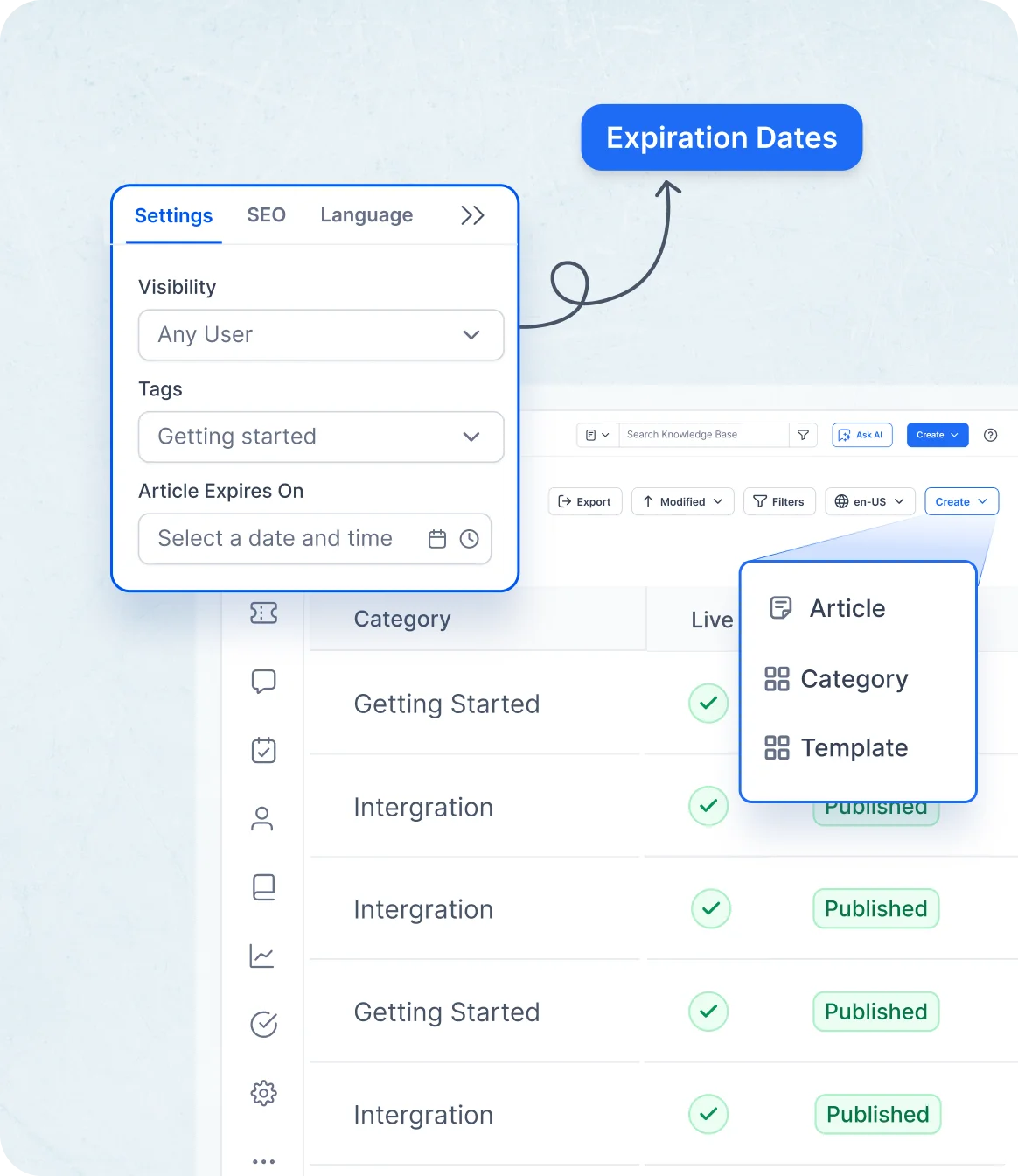 Knowledge base software – Content management with structure, control, and imports